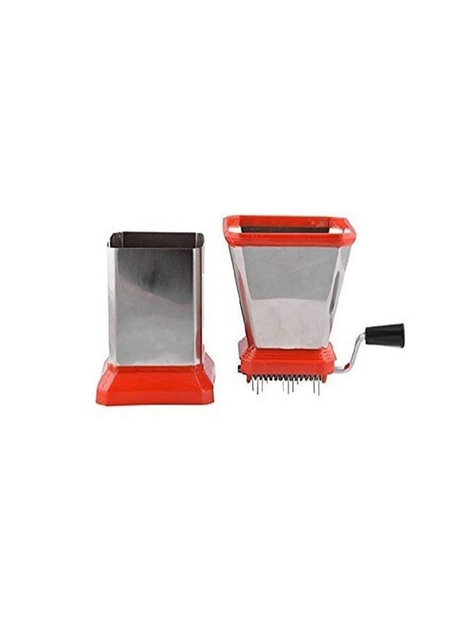 All In One Easy to use Stainless Steel with ABS Manual Chopper Cutter Onion Chilly Dry Fruit & Vegetable Cutter Chopper -(Red) - Image 4